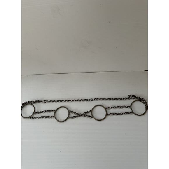 Unbranded Accessories - Hip Belt Open Circle Link Hammered Silver Metal Chain Adjustable Fits